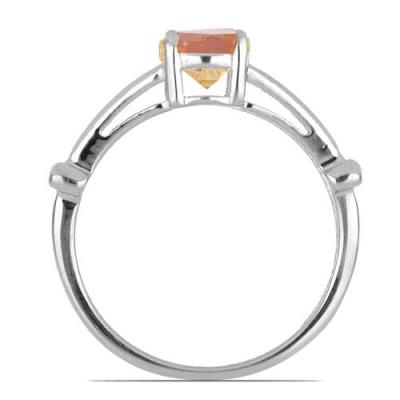 BUY STERLING SILVER NATURAL PADPARADSCHA QUARTZ SINGLE STONE RING
